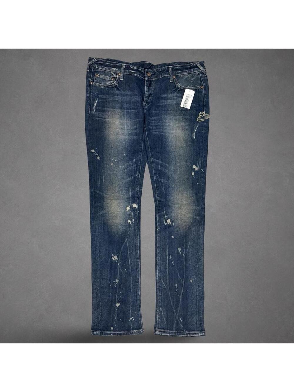 Brand new Evisu Genes Womens paint splattered Jeans Size 34 Y2K Denim